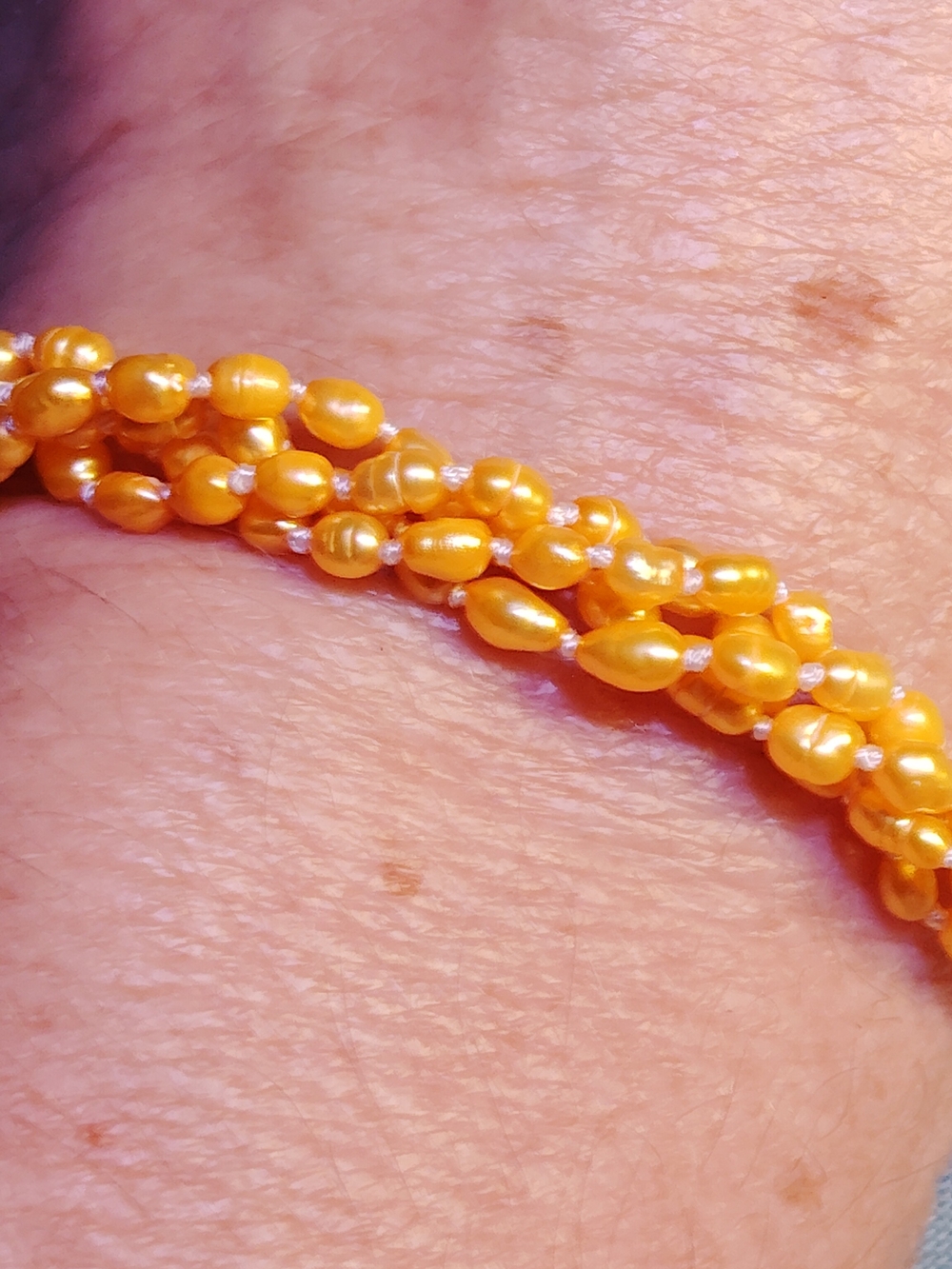 💥VERSATILE- PEARL MULTI-STRAND BRACELET, GOLDEN YELLOW/STERLING ADJ.- UP TO 8"